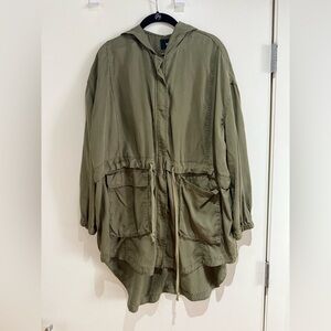 BDG Oversized Olive Green Tencel Utility Hooded Jacket XS